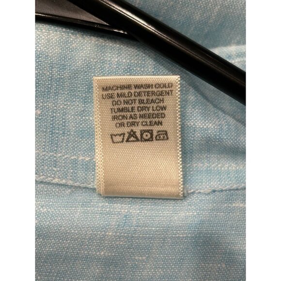 MINE Mens Light Blue Long Sleeve Linen Button-Up Shirt Size 2XB - Picture 7 of 8